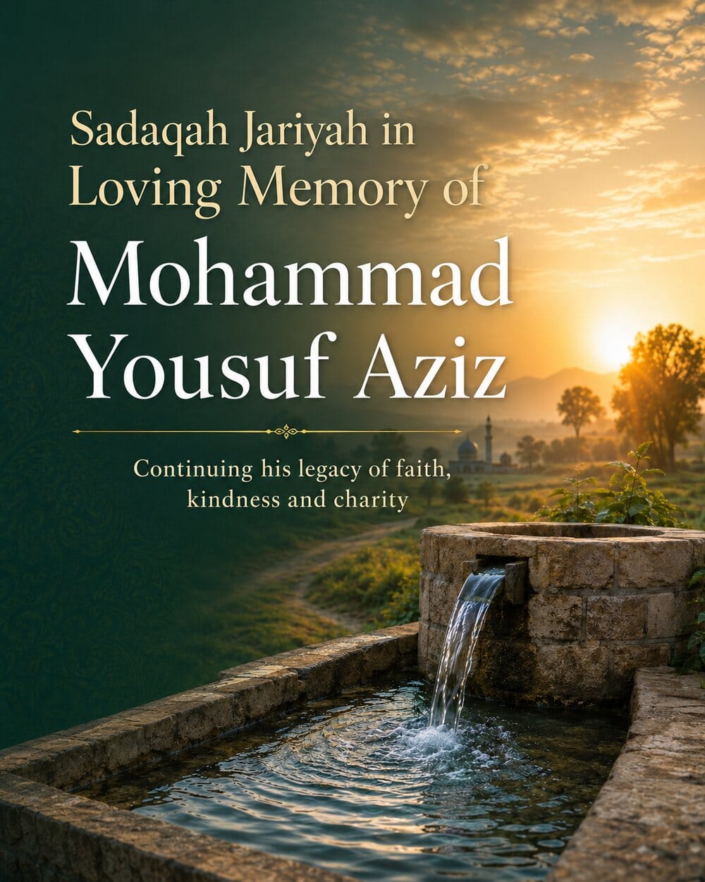 Sadaqah Jariyah in Loving Memory of Mohammad Yousuf Aziz